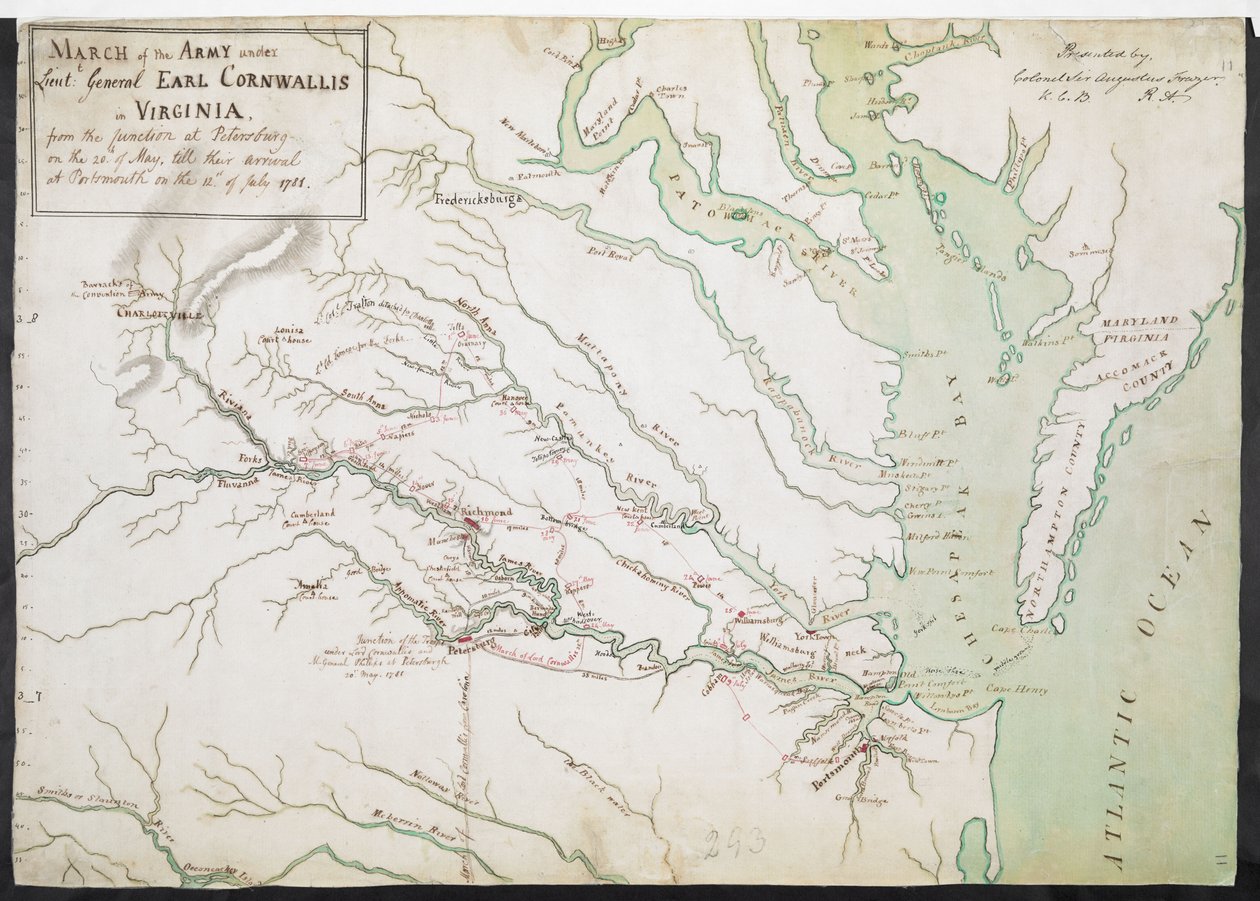 MARCHA del EJÉRCITO al mando del Teniente General EARL CORNWALLIS en VIRGINIA, desde la JUNCIÓN en Petersburg el 20 de mayo, hasta su llegada a Portsmouth el 12 de julio de 1781. de American School