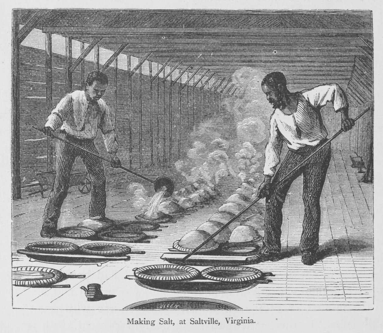 Fabricación de sal en Slatville, Virginia, de 