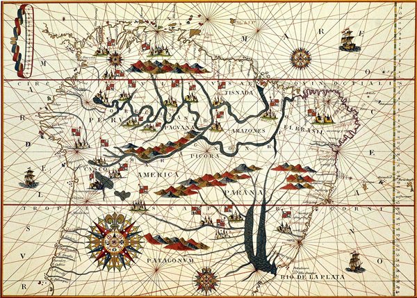 Mapa de América del Sur en 1582 de American School