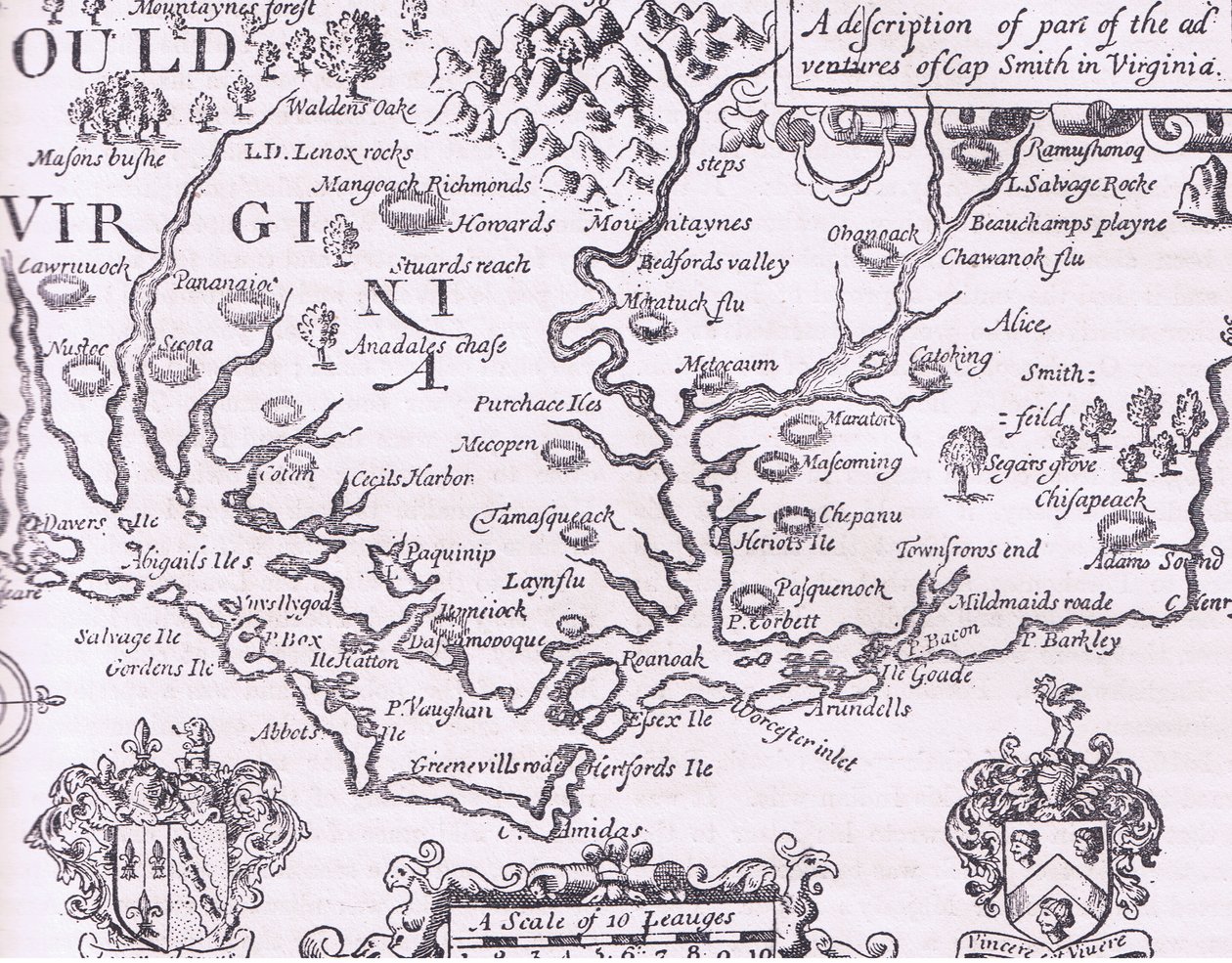 Mapa de Virginia, ilustración de la Historia de los Estados Unidos de Cassell, publicada por Petter & Galpin c.1890 de American School