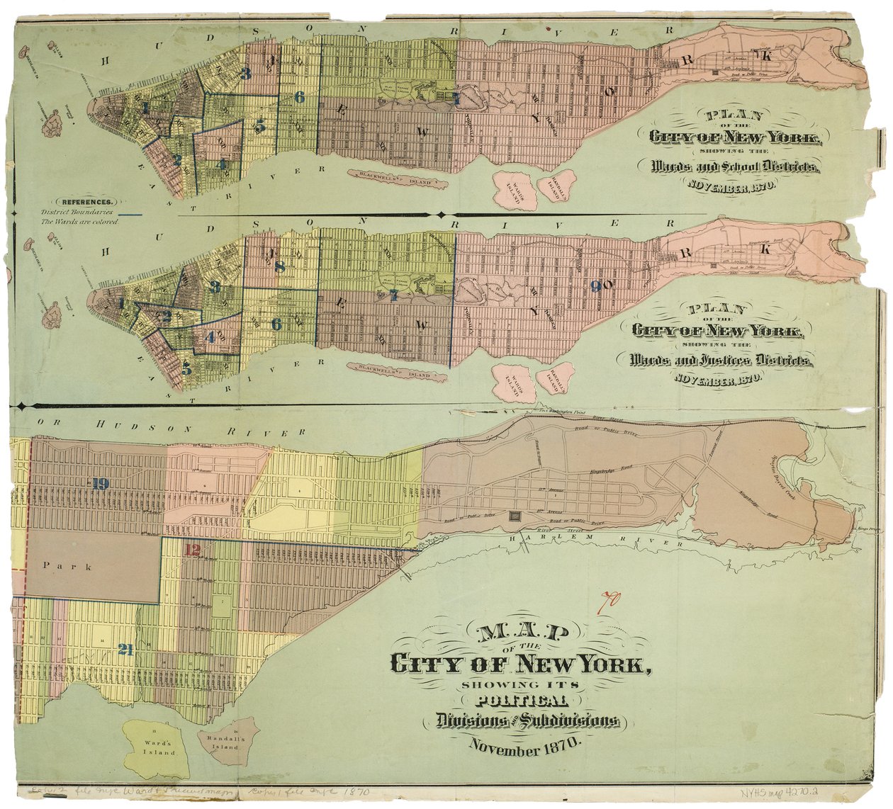 Mapa de la ciudad de Nueva York, mostrando sus divisiones políticas y subdivisiones de American School