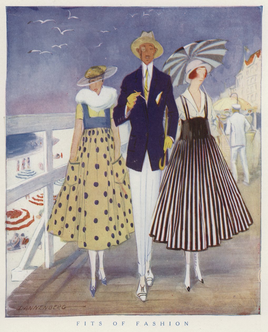 Burlarse de las modas de hombres y mujeres (litografía en color) de American School