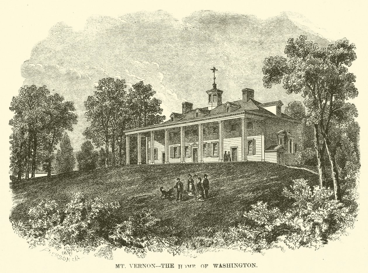 Mount Vernon, el hogar de Washington (grabado) de American School