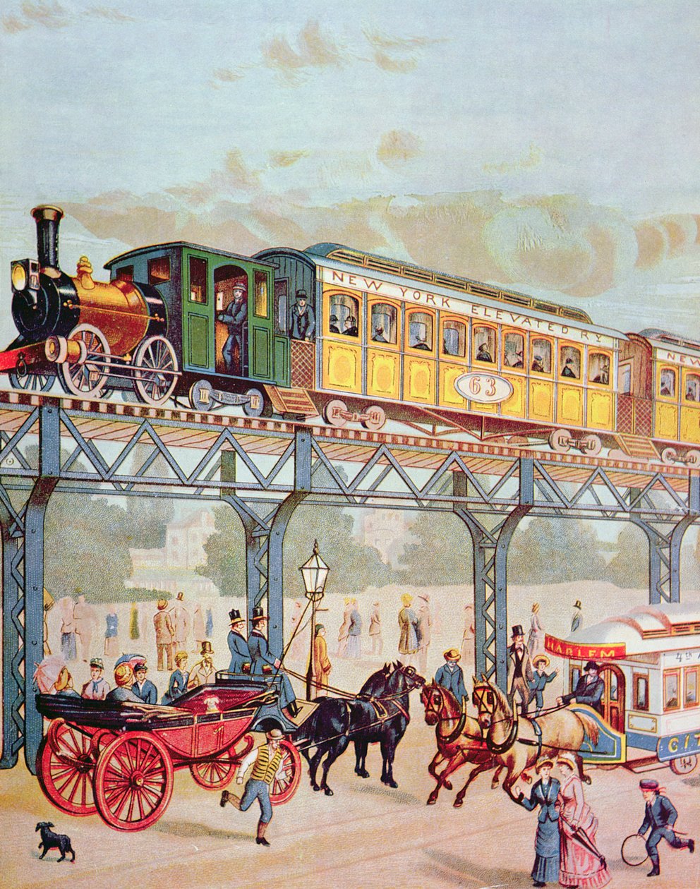 Ferrocarril Elevado de Nueva York, c.1880 de American School