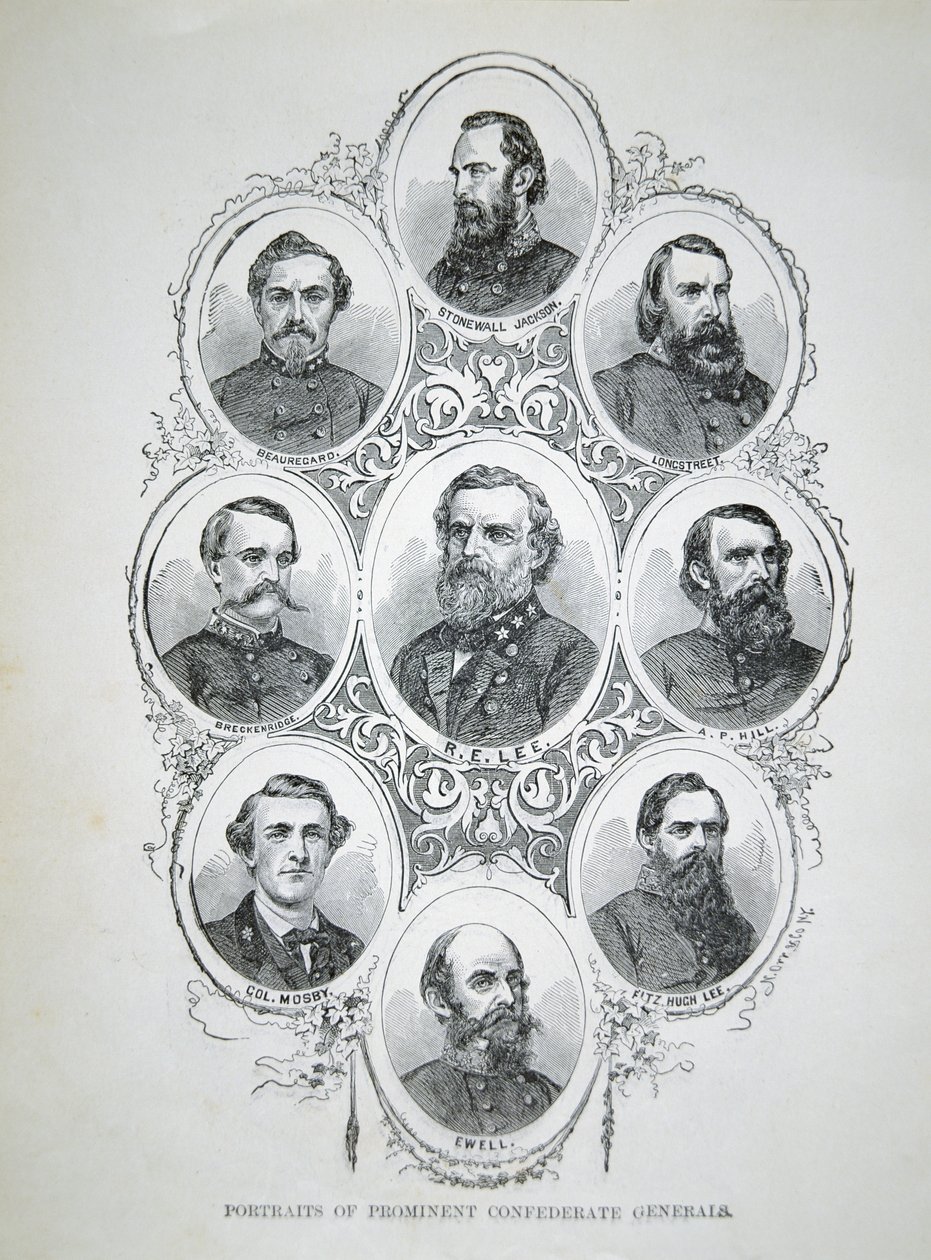 Nueve retratos de generales prominentes del Ejército Confederado de American School