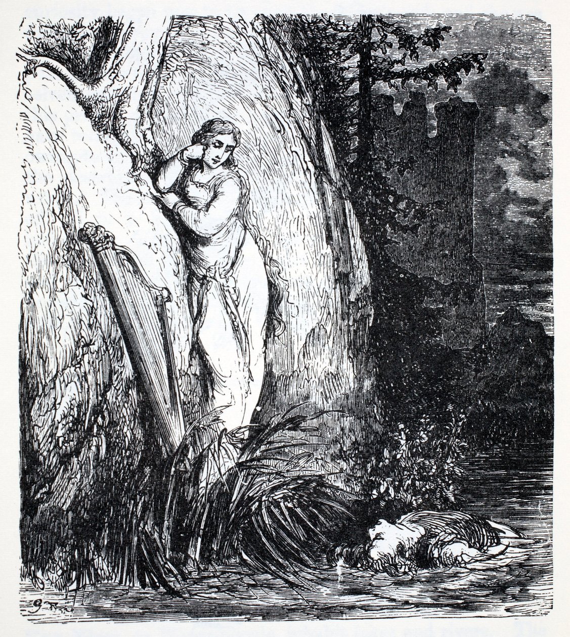 Nixes, de La Guía Mundial de Gnomos, Hadas, Elfos y Otros Seres Pequeños por Thomas Keightley (1789-1872) Publicado 1880, (grabado en blanco y negro) de American School