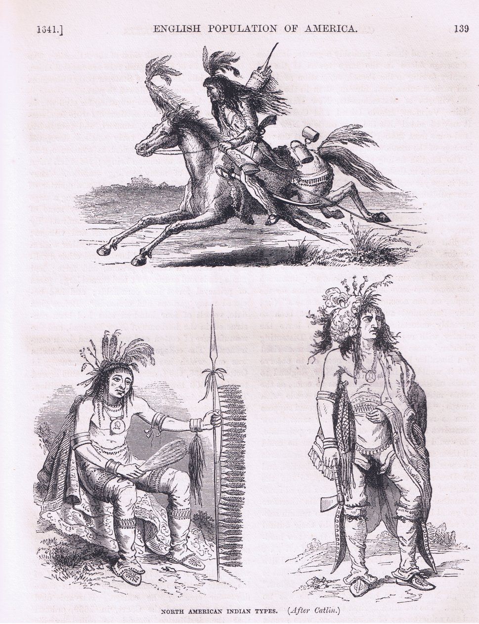Tipos de Indios Norteamericanos (1640s), ilustración de la Historia de los Estados Unidos de Cassell publicada por Petter & Galpin c.1890 de American School