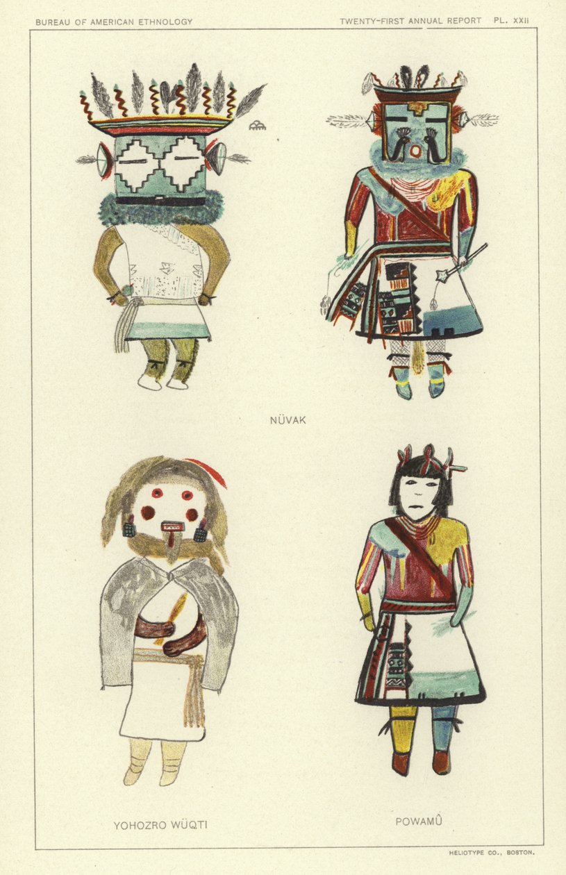 Nuvak, Yohozro Wuqti, Powamu (litografía en color) de American School