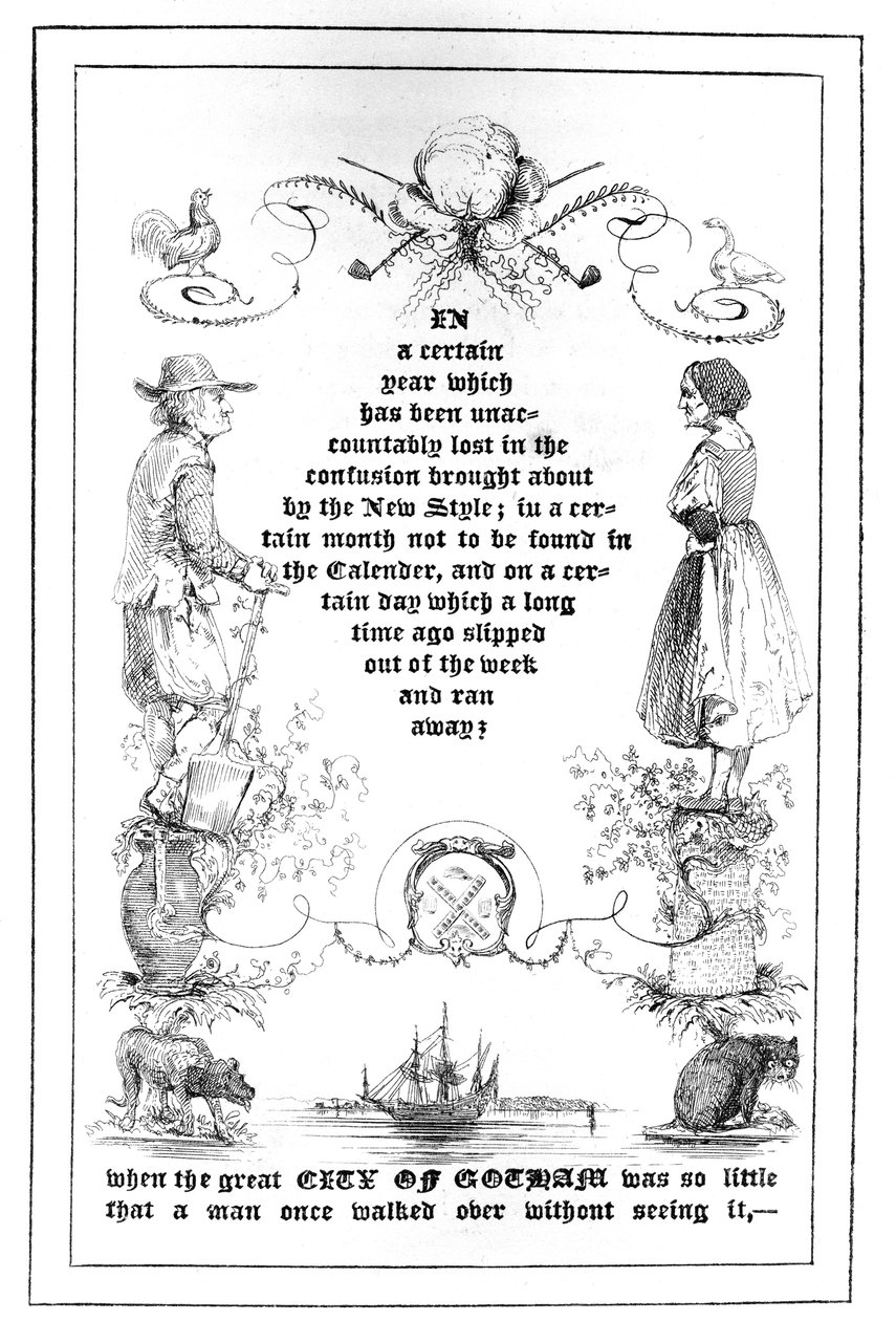 Página de apertura de La Vieja Sin Nombre, de Un Regalo de Navidad del País de las Hadas, 1838 de American School