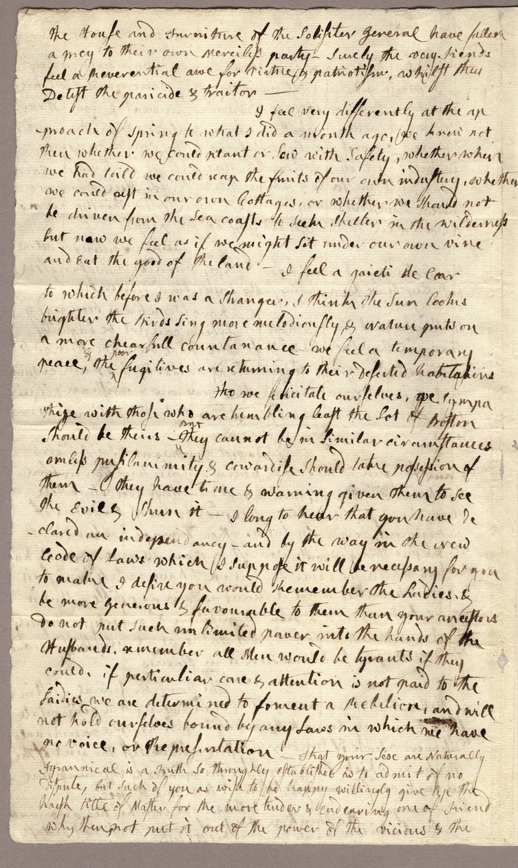Página 2, Carta de Abigail Adams a John Adams, 31 de marzo - 5 de abril de 1776 de American School