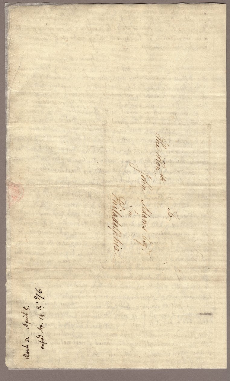 Página 4, Carta de Abigail Adams a John Adams, 31 de marzo - 5 de abril de 1776 (tinta sobre papel) de American School
