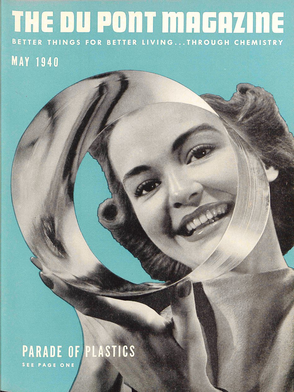 Desfile de plásticos, portada de la revista DuPont, mayo 1940 de American School