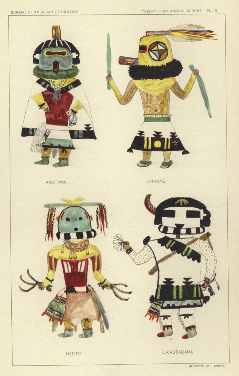 Pautiwa, Cipikne, Hakto, Caiastacana (litografía en color) de American School