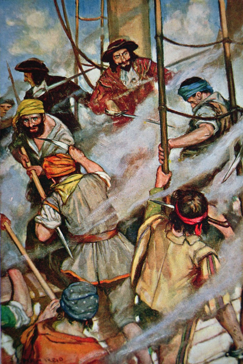 Piratas abordando un barco víctima de American School