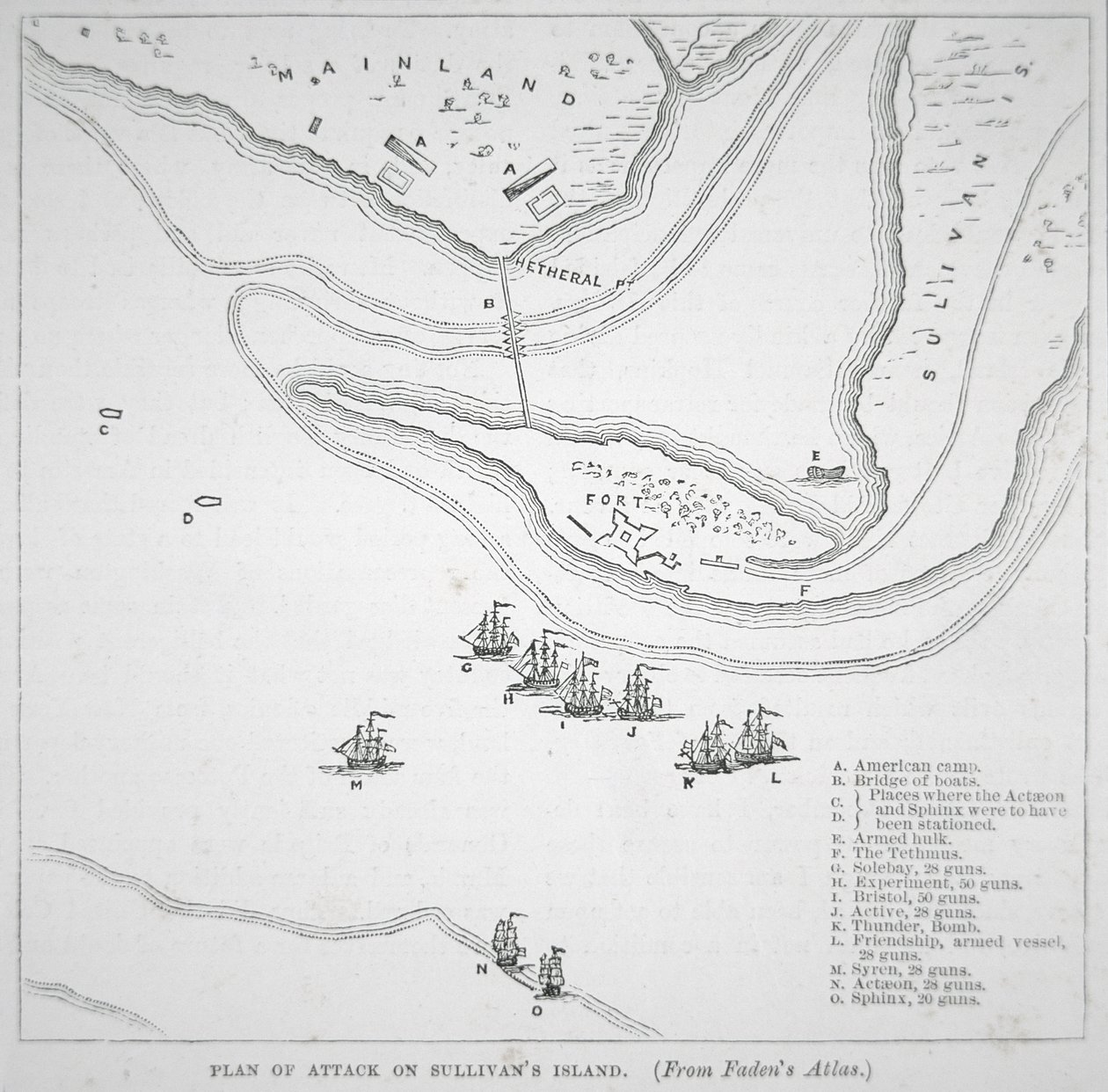 Plano del ataque a la Isla de Sullivan de American School