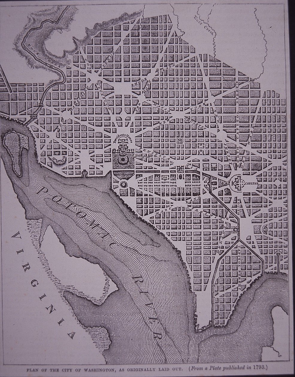 Plano de la ciudad de Washington DC diseñado por el Mayor Pierre Charles L