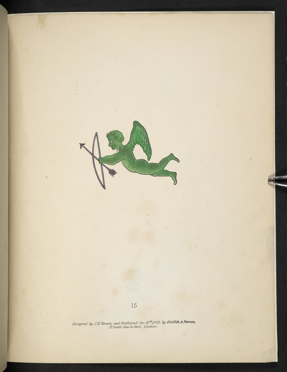 Lámina 15. Figura de Cupido verde.  espectropia; o Sorprendentes ilusiones espectrales que muestran fantasmas por todas partes, y de cualquier color, etc. ser. 1.  J H. Marrón  1864 de American School