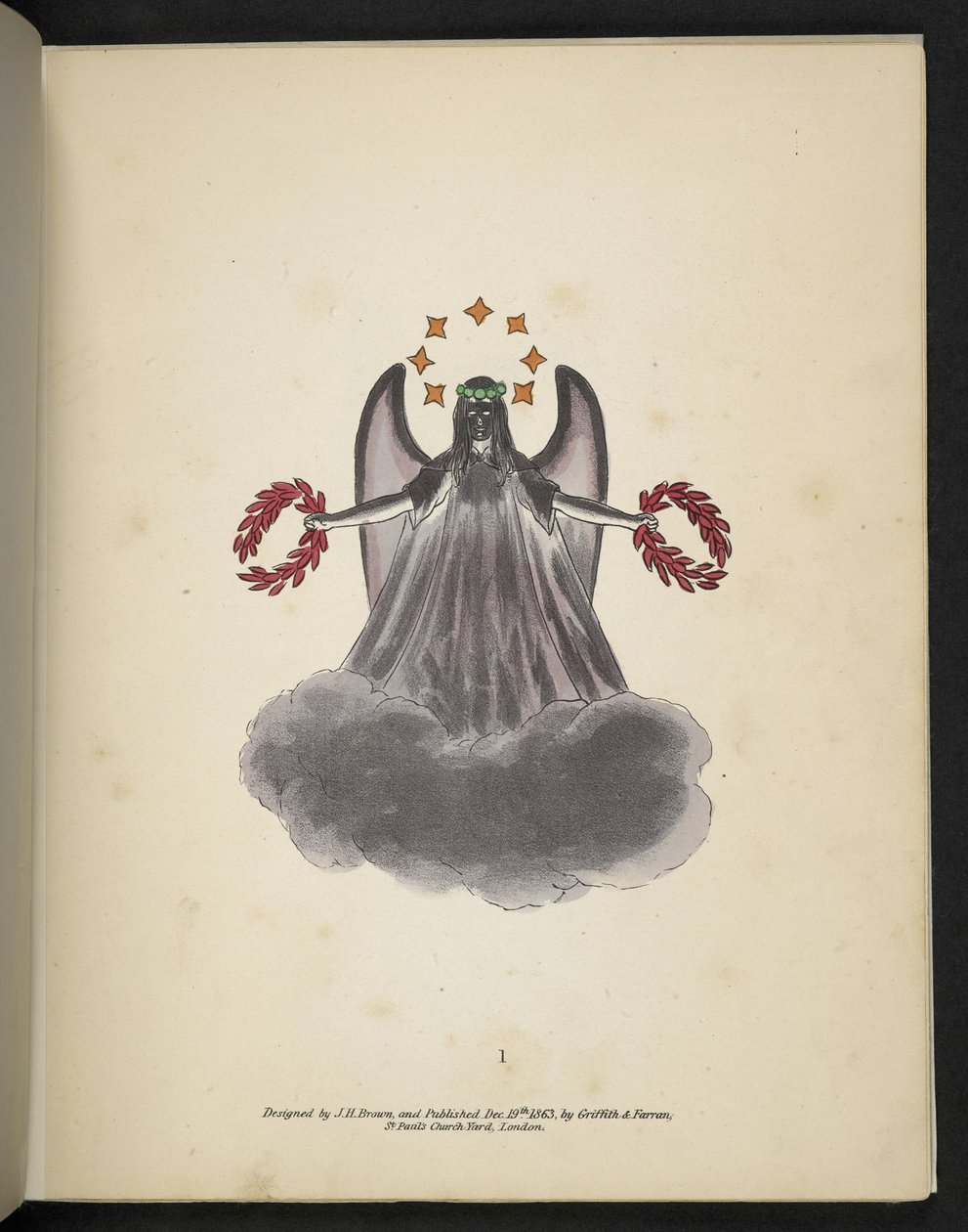 Placa 1. Un ángel oscuro.  espectropia; o Sorprendentes ilusiones espectrales que muestran fantasmas por todas partes, y de cualquier color, etc. ser. 1.  J H. Marrón,  1864 de American School