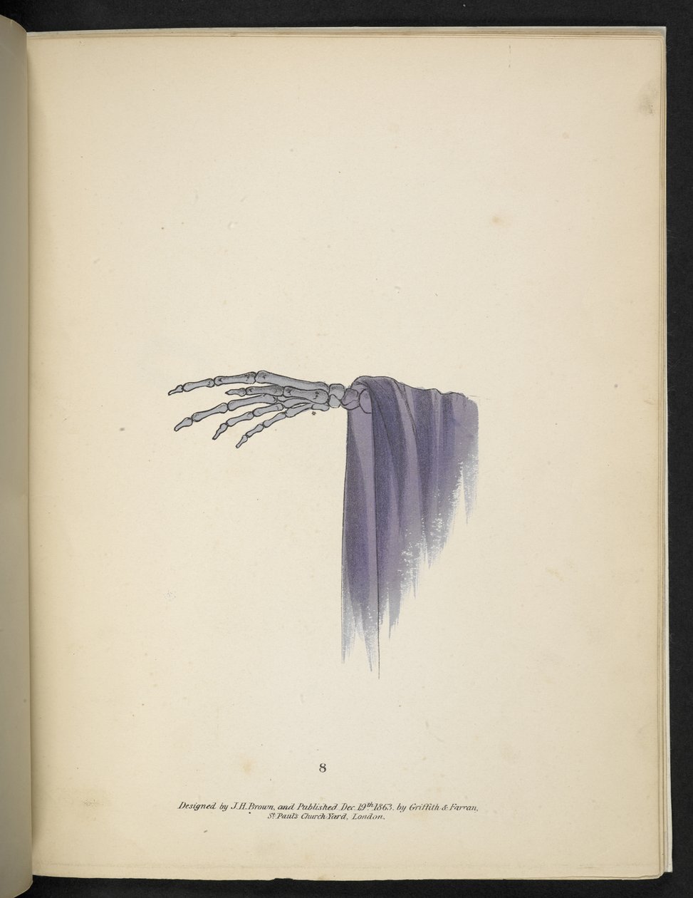 Lámina 8. Una mano esquelética.  espectropia; o Sorprendentes ilusiones espectrales que muestran fantasmas por todas partes, y de cualquier color, etc. ser. 1.  J H. Marrón  1864 de American School