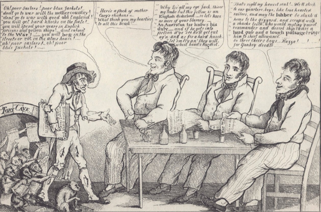 Caricatura política en vísperas de la Guerra de 1812, c.1812 de American School