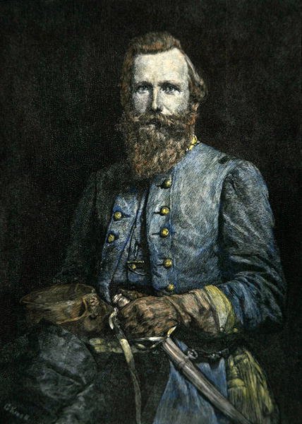 Retrato del General J.E.B. Stuart (lito) de American School