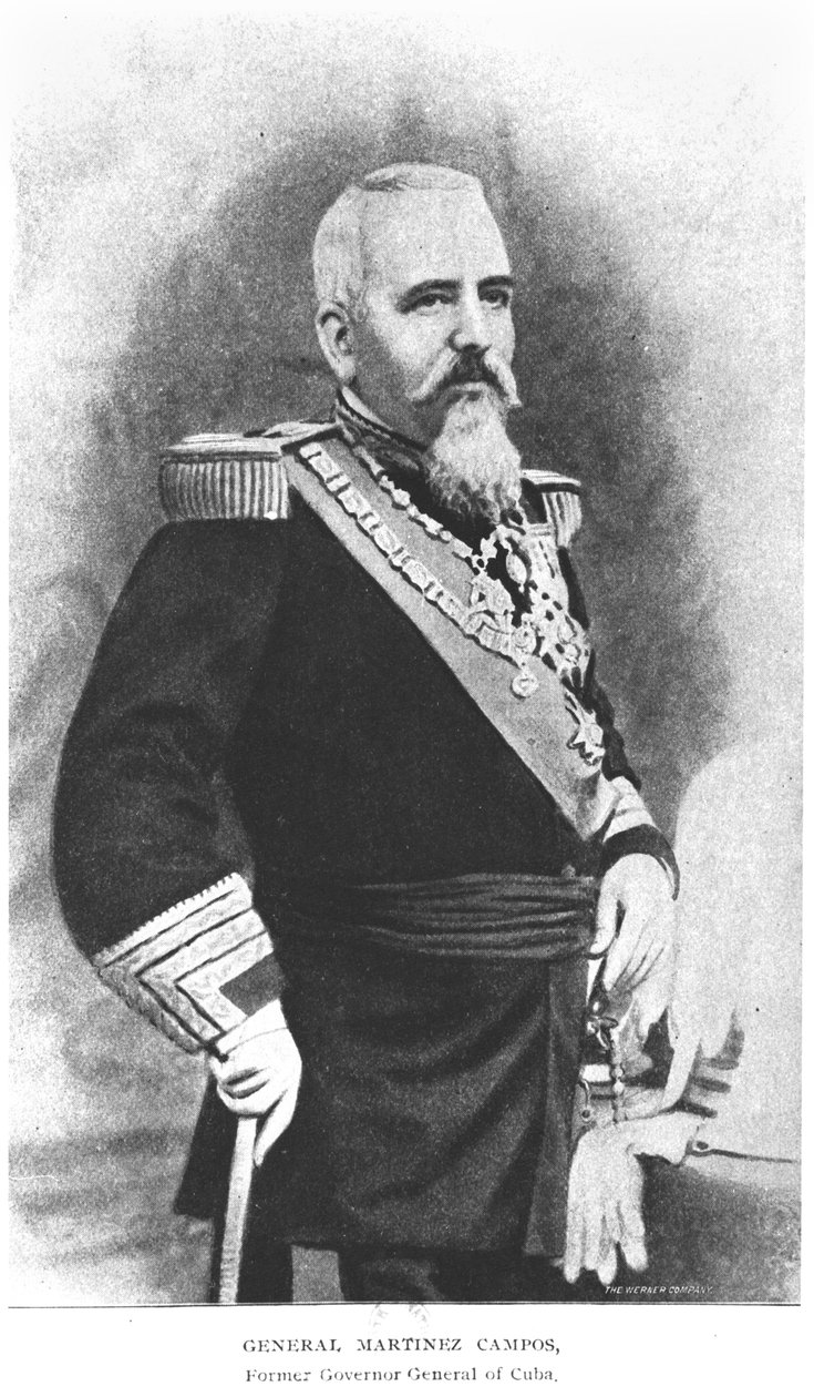 Retrato del General Martínez Campos (1831-1900) de La Historia de Cuba por Murat Halstead, publicado en 1898 de American School
