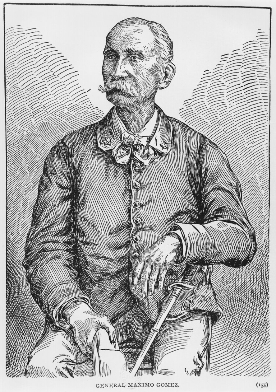 Retrato del General Máximo Gómez (1836-1905) de La Historia de Cuba por Murat Halstead, publicado en 1898 de American School