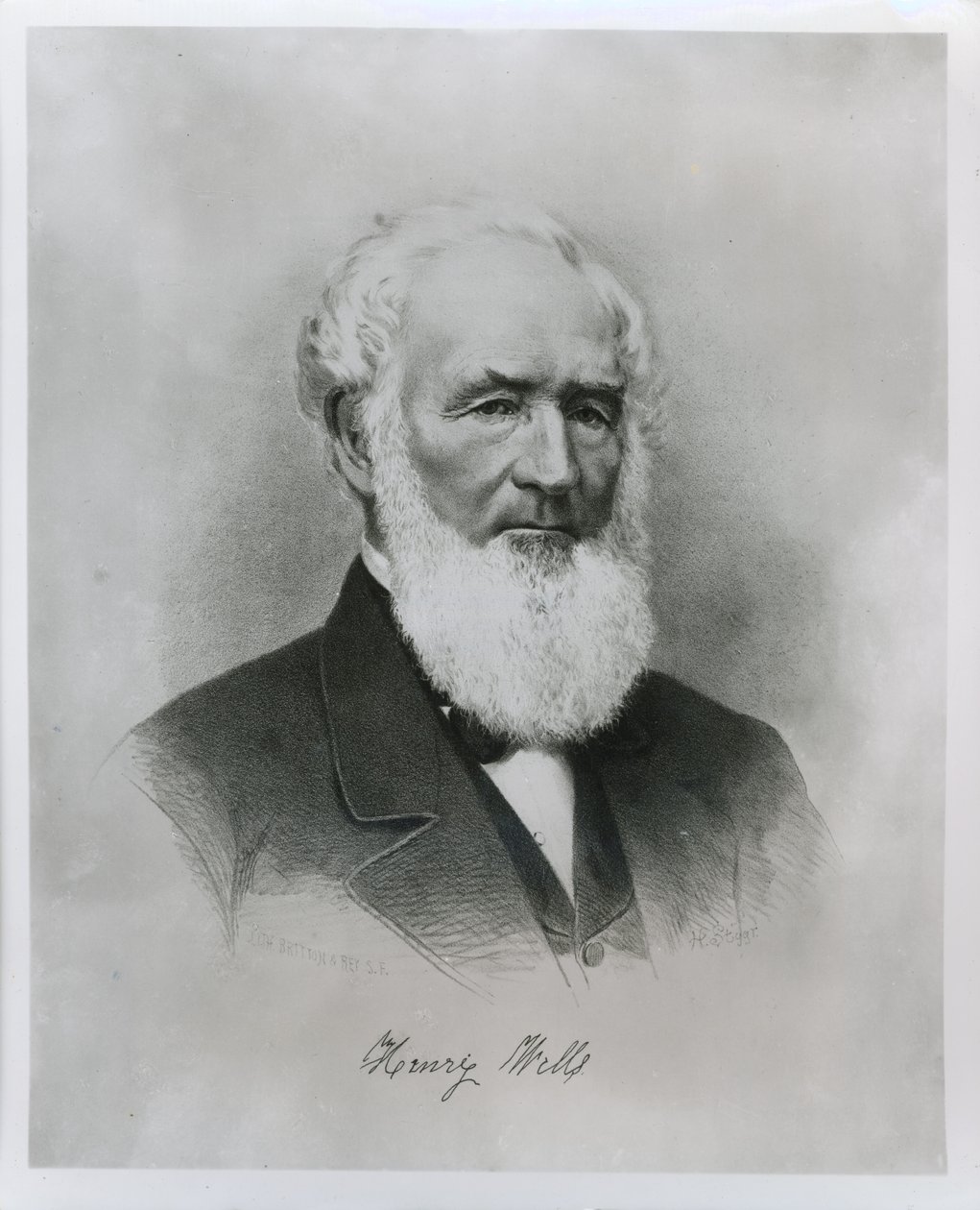 Retrato de Henry Wells (1805-78) cofundador de Wells Fargo & Co. de American School