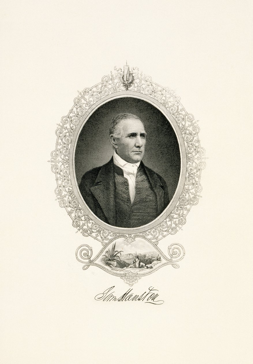 Retrato de Sam Houston con vista de la ciudad, c. 1855-c. 1860 de American School