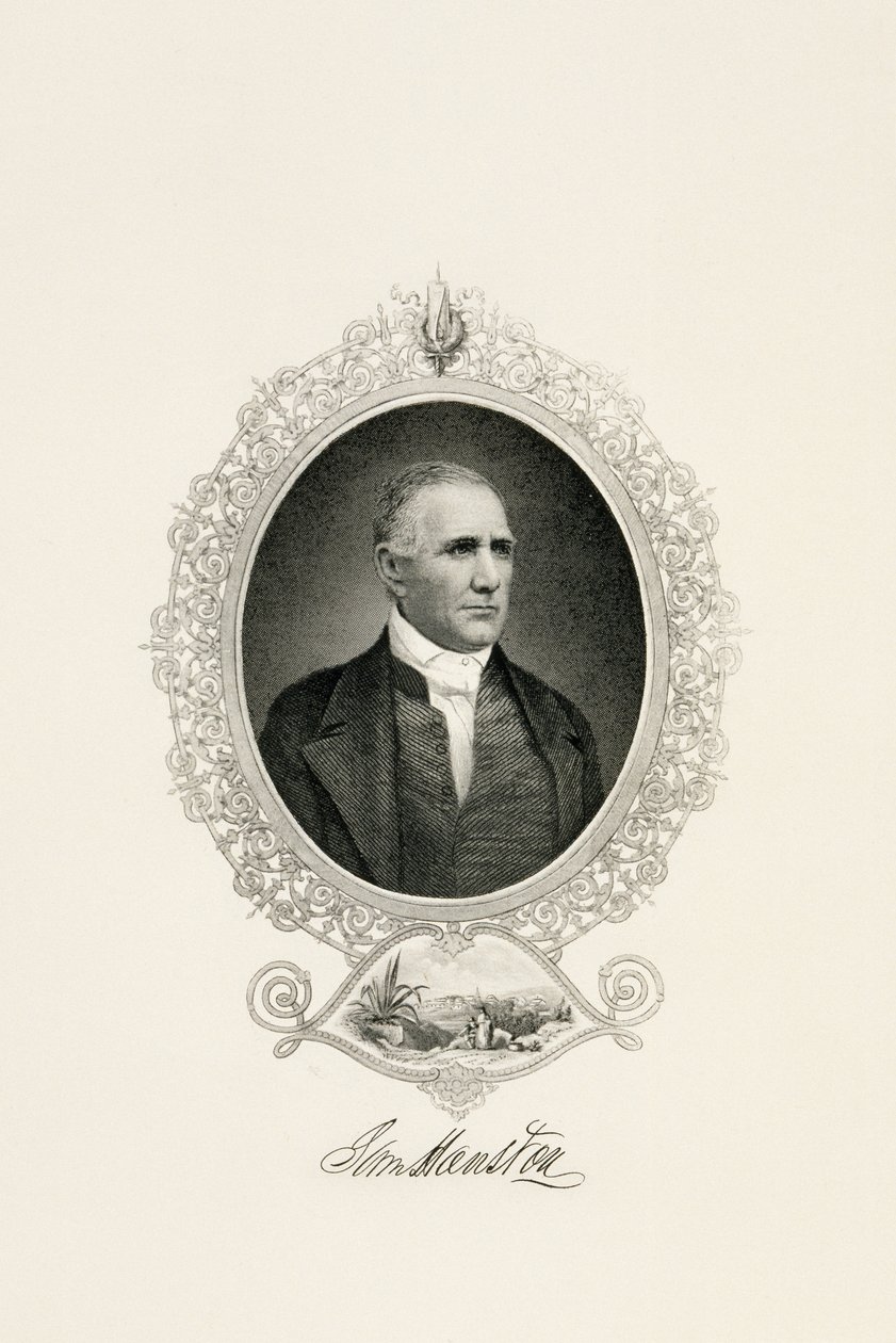 Retrato de Sam Houston con vista de la ciudad, c. 1855-c. 1860 de American School