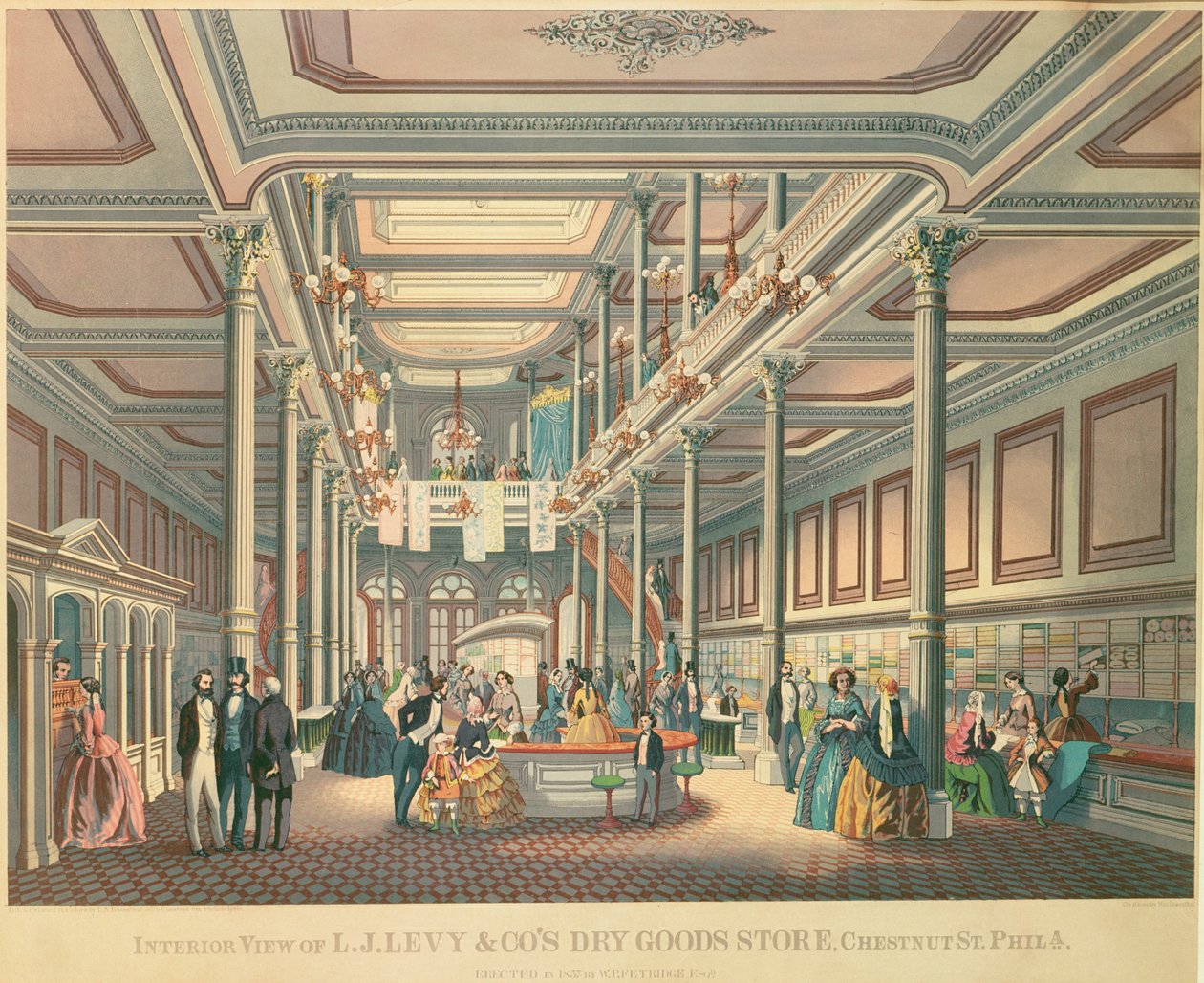 Cartel publicitario de Levys Dry Goods Store, Filadelfia, publicado por L.N. Rosenthal, 1857 de American School