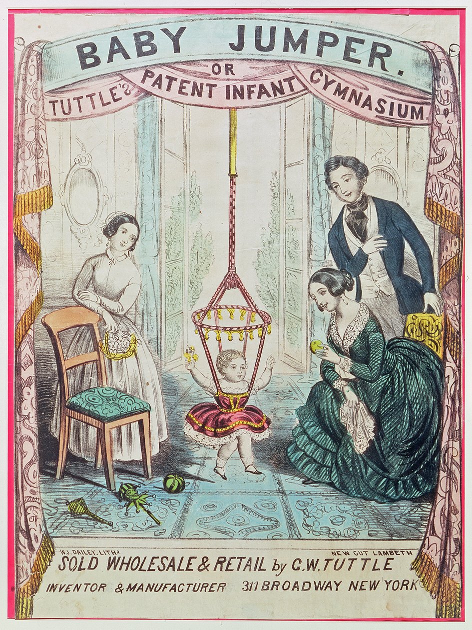 Cartel publicitario del Baby Jumper o Gimnasio Infantil Patentado de Tuttes, publicado por W.J. Dailey de American School