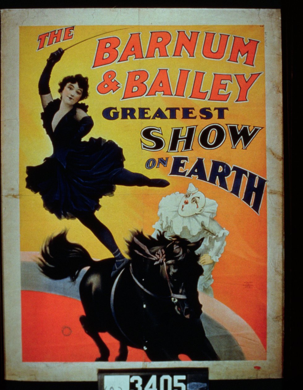 Póster publicitario del Mayor Espectáculo del Mundo de Barnum y Bailey de American School