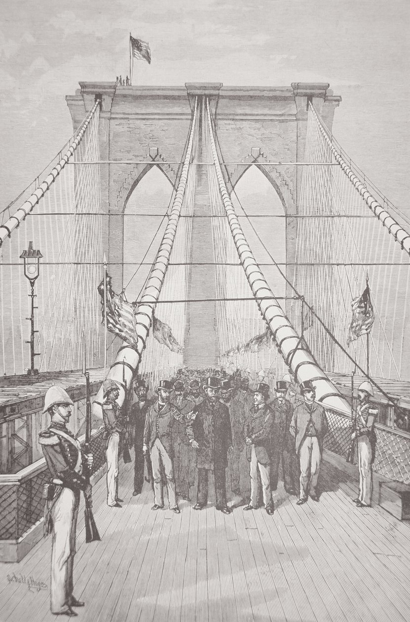 El presidente Chester A. Arthur en la ceremonia de apertura del nuevo Puente de Brooklyn, 24 de mayo de 1883 de American School