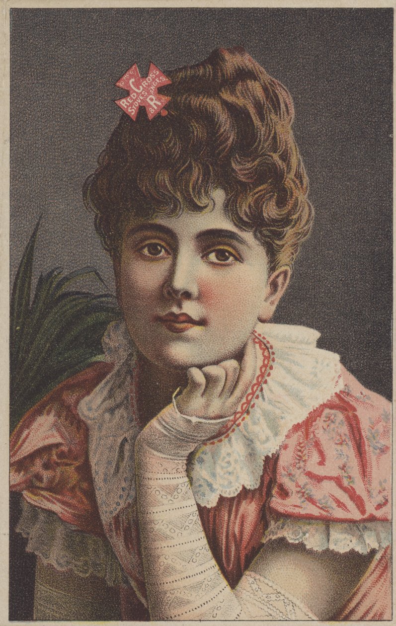 Chica guapa anunciando estufas y cocinas de la Cruz Roja (cromolito) de American School