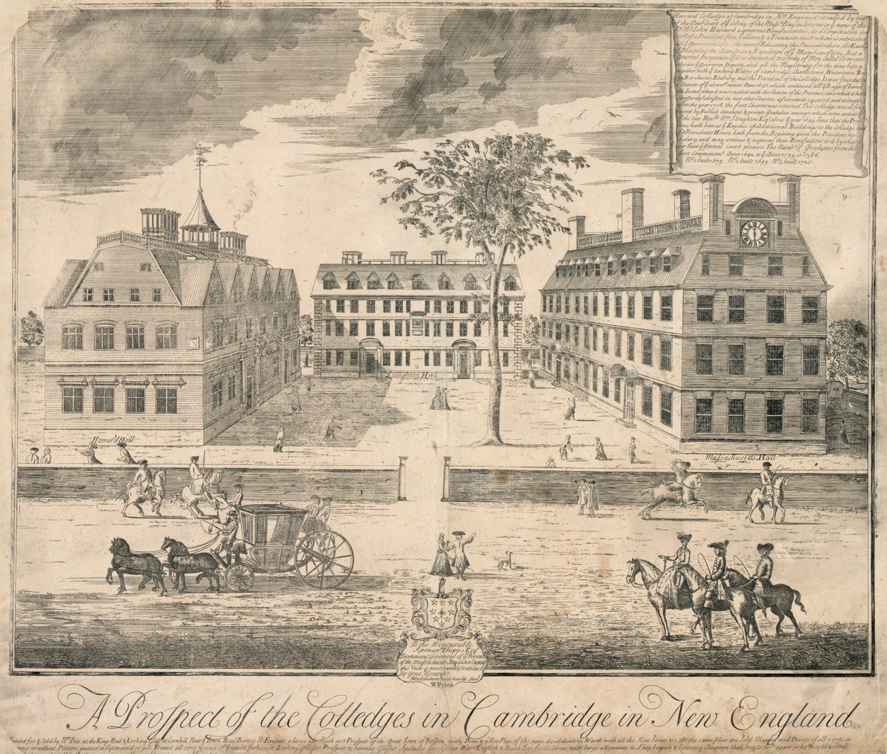 Estampa de la Universidad de Harvard c. 1700, c.1700 (grabado) de American School
