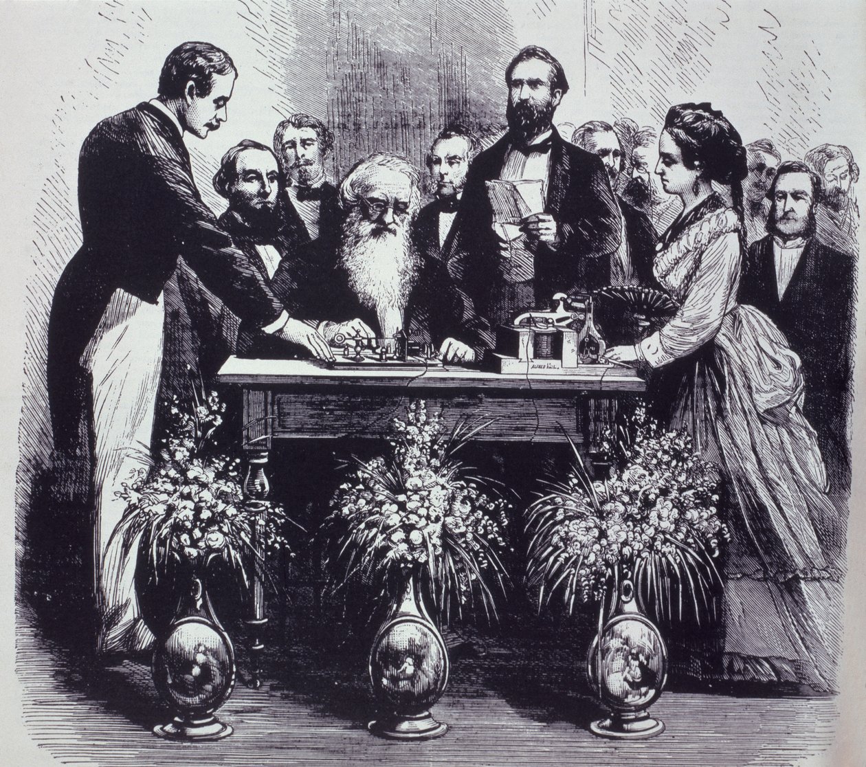 El profesor Samuel Finley Breese Morse (1791-1872) explicando la función de su invención de American School