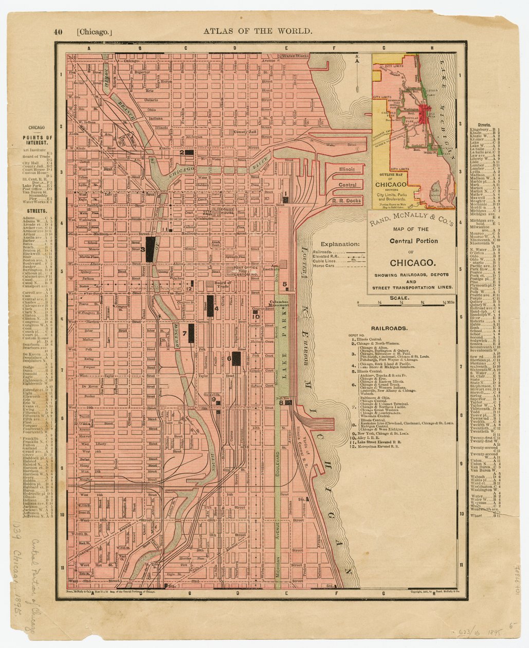 Mapa de Rand McNally  Company de la parte central de Chicago, Illinois de American School