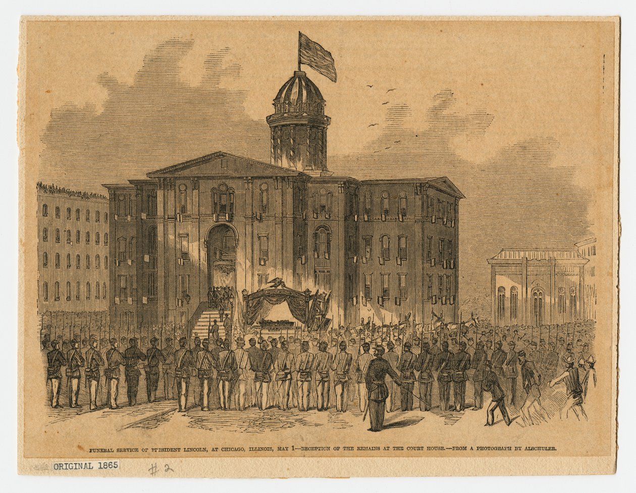 Recepción en el juzgado durante el funeral de Abraham Lincoln, Chicago, Illinois de American School