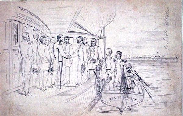 Recepción del General Sherman por el General Foster en el Río Ogeechee de American School