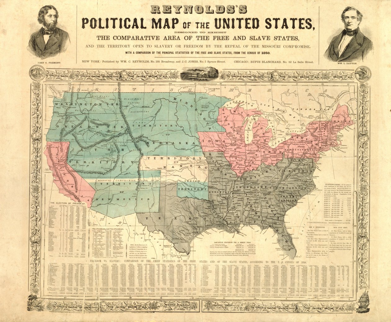 Mapa político de los Estados Unidos de Reynolds, c.1850 de American School