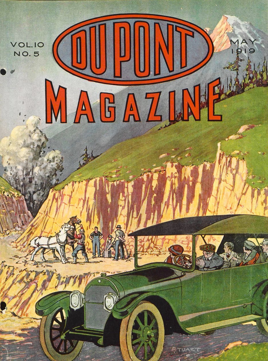 Construcción de Carreteras, portada de la revista DuPont, mayo de 1919 de American School