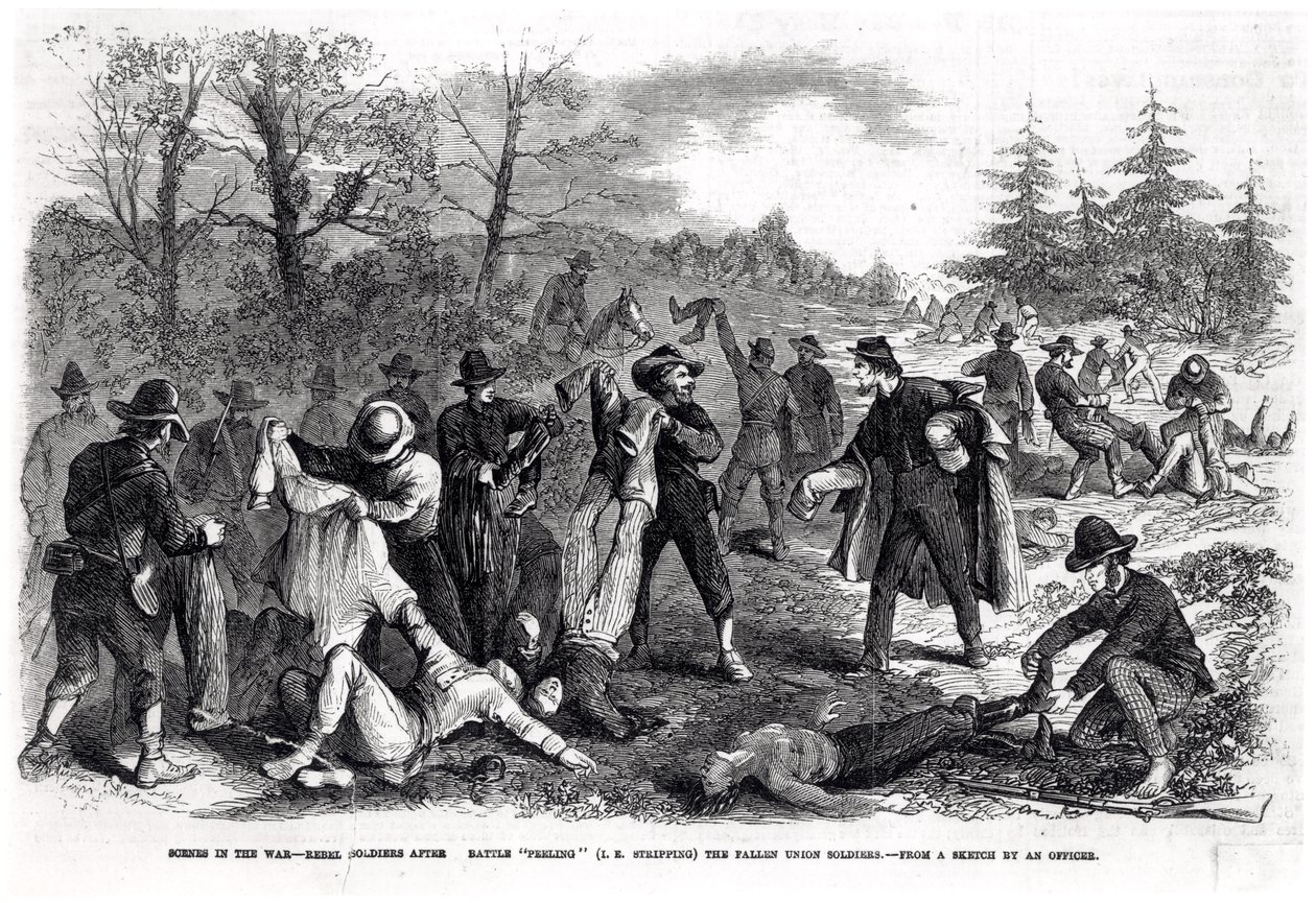 Escenas en la guerra: Soldados rebeldes después de la batalla 