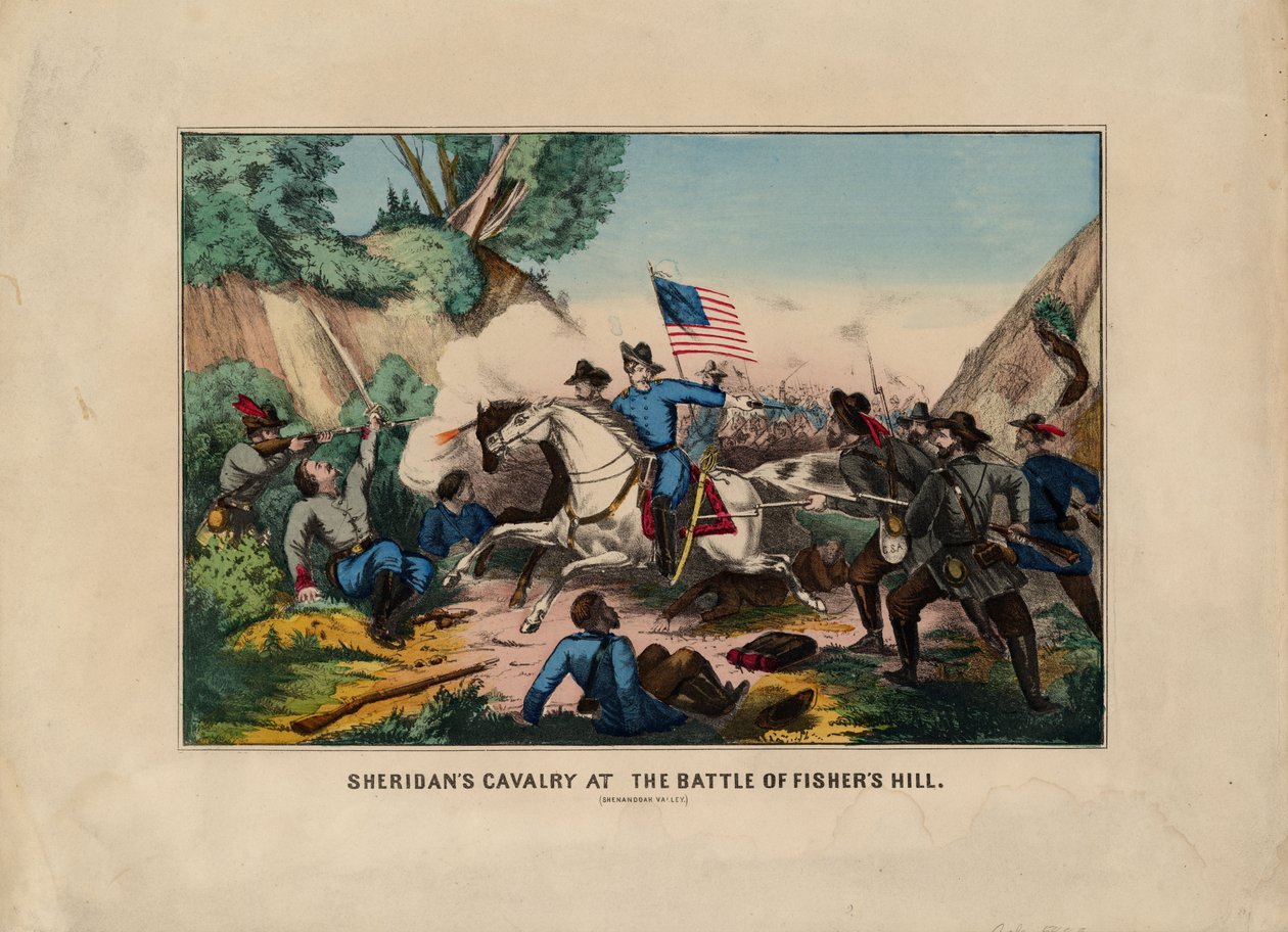 La caballería de Sheridan en la Batalla de Fishers Hill (Valle de Shenandoah) de American School