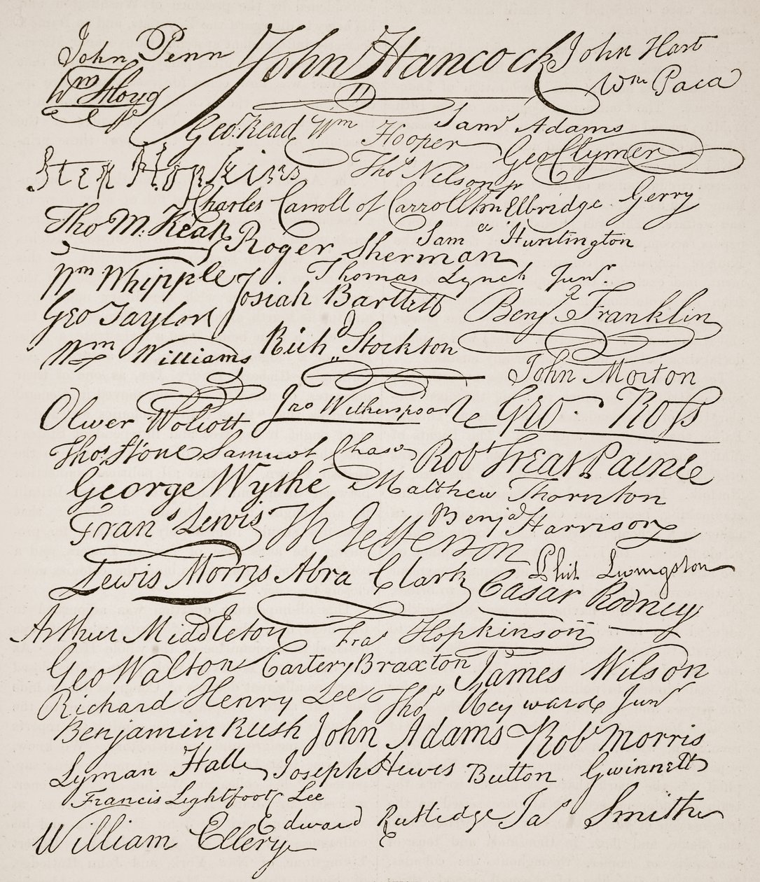 Firmas de la Declaración de Independencia, 1776, ilustración de la Historia Ilustrada de Inglaterra de Cassell de American School