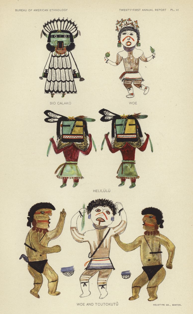 Sio Calako, Woe, Helilulu, Woe y Tcutckutu (litografía en color) de American School