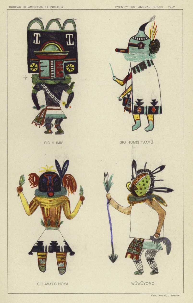 Sio Humis, Sio Humis Taamu, Sio Avatc Hoya, Wuwuyomo (litografía en color) de American School