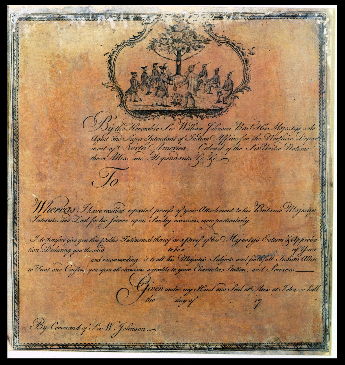 Testimonial indio de Sir William Johnson (1715-74), c.1770 de American School