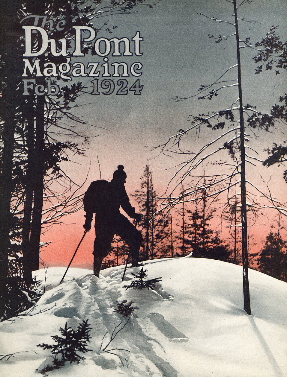 Esquí, portada de la revista DuPont, febrero 1924 de American School