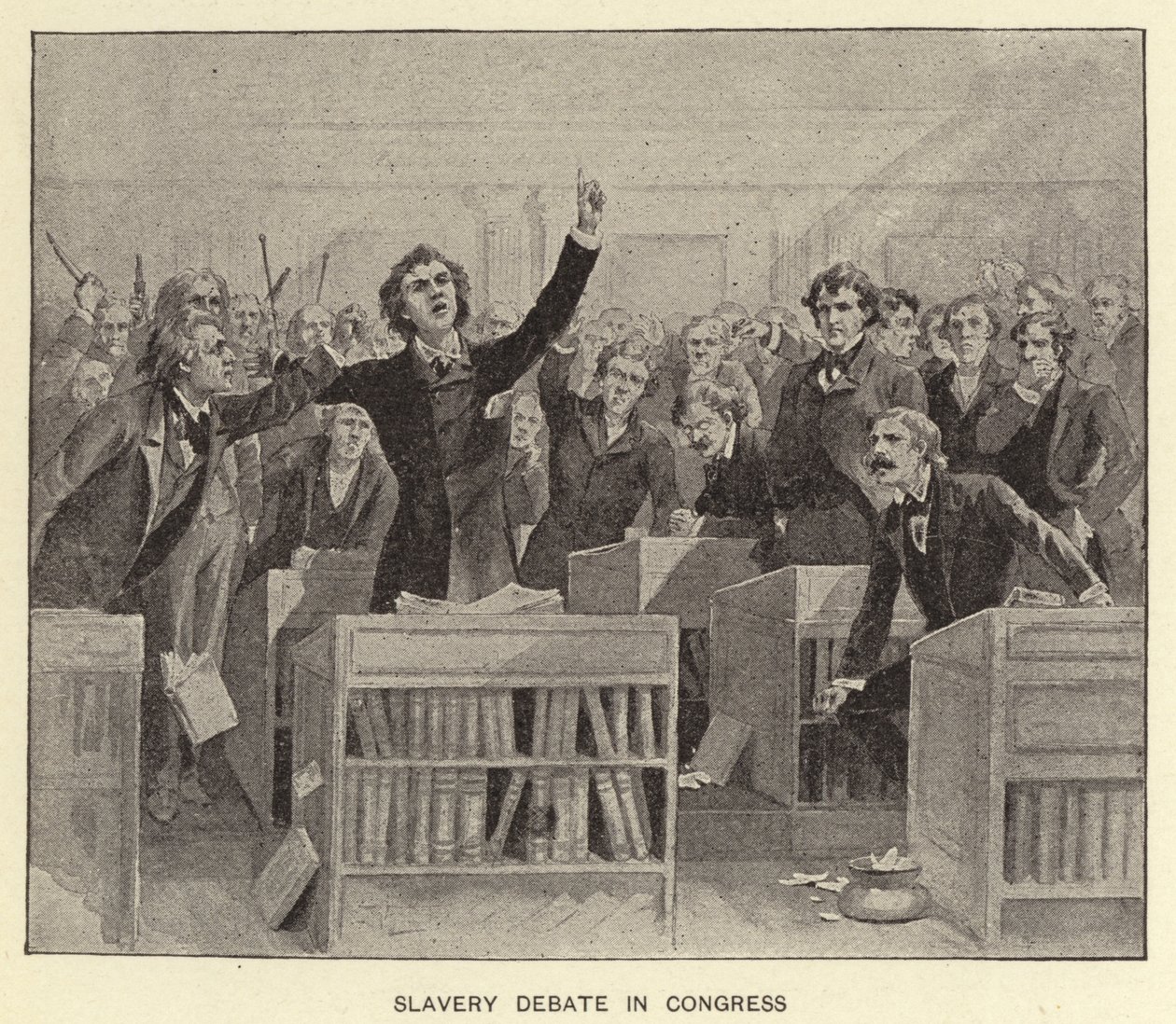 Debate sobre la esclavitud en el Congreso (litografía) de American School